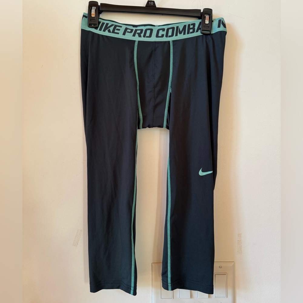 NWT Nike Pro Combat Dri-FIT Compression Tights Training Grey Green Men's XL EUC